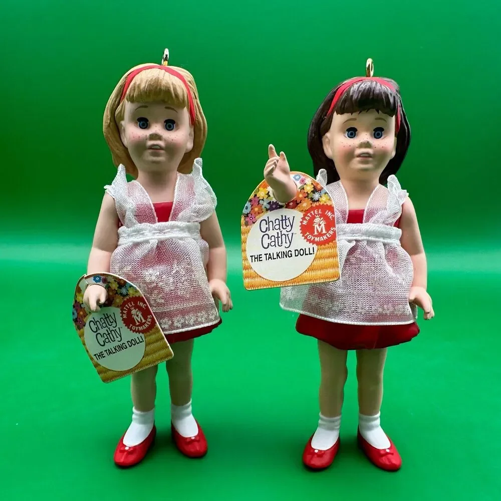 Hallmark Chatty Cathy Ornament Lot 2007 QXI7259 & 2010 Rare Blonde QXI2313